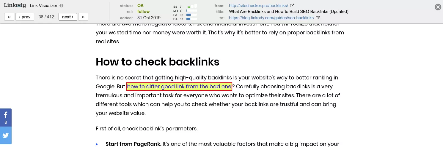 quickly assess links value